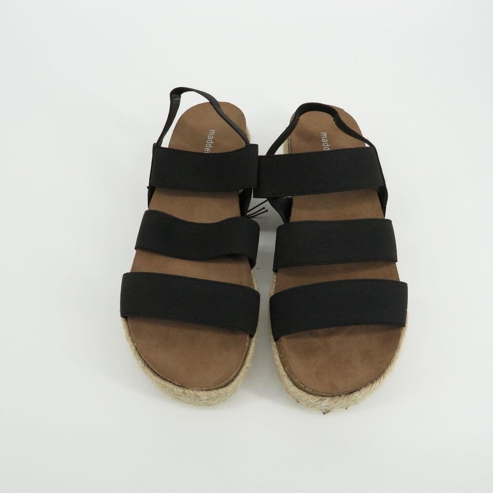 Madden Girl Black Strappy Espadrille Platform Sandals 10 New In Box